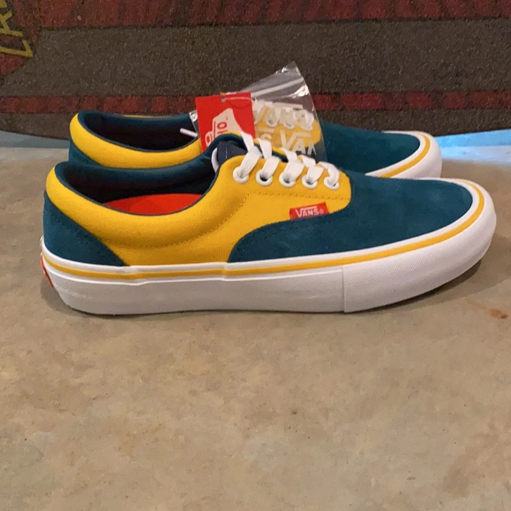 Vans Authentic Two-Tone Yellow & Teal Canvas Sneakers